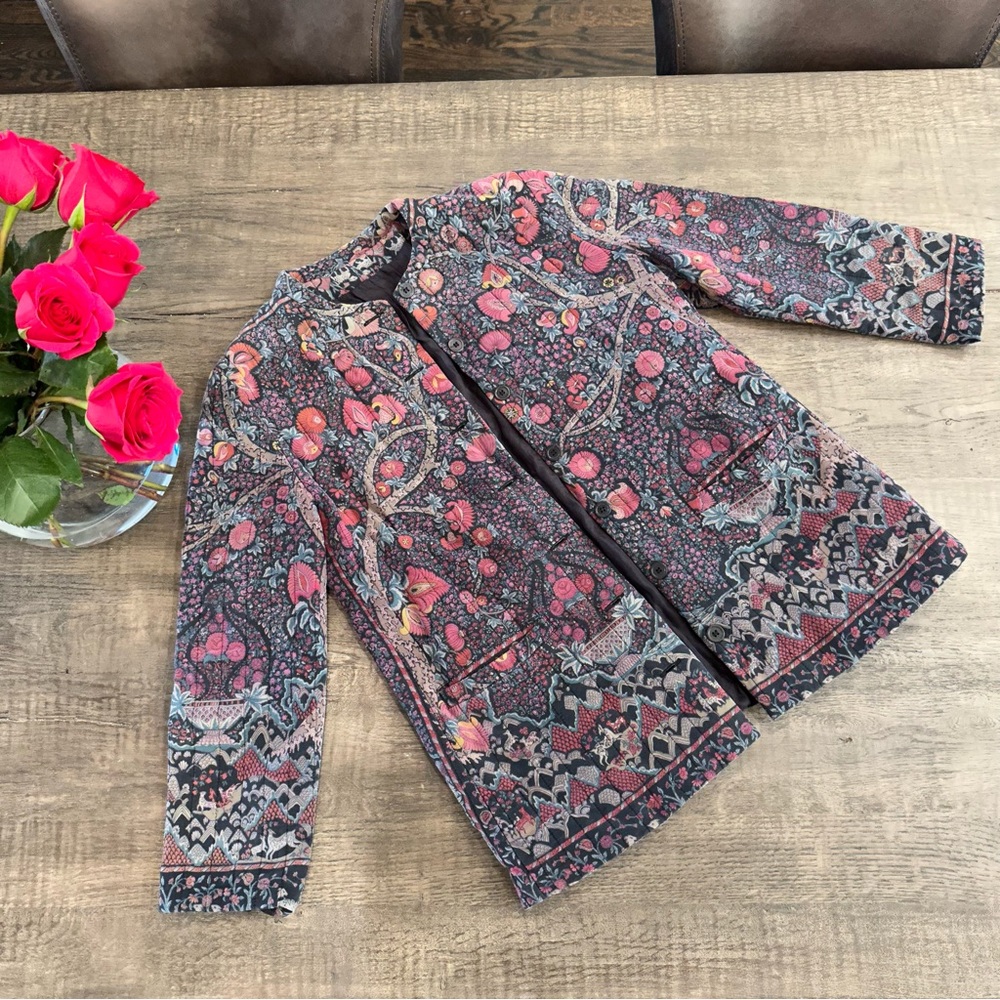Bohemian Floral Silk Blazer